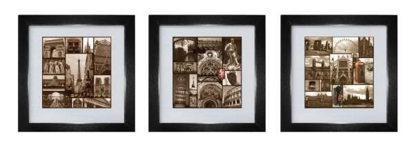 Kit Quadros Decorativos com Moldura e Vidro 3 Und - 1