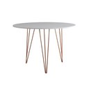 Ver imagem 3 de Mesa de Jantar Redonda 90cm Branca Clips 3 Pés Base Cobre