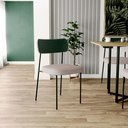 Ver imagem 2 de Kit 02 Cadeiras Estofadas para Sala de Jantar Melina L02 Facto Verde Musgo Linho Bege - Lyam Decor