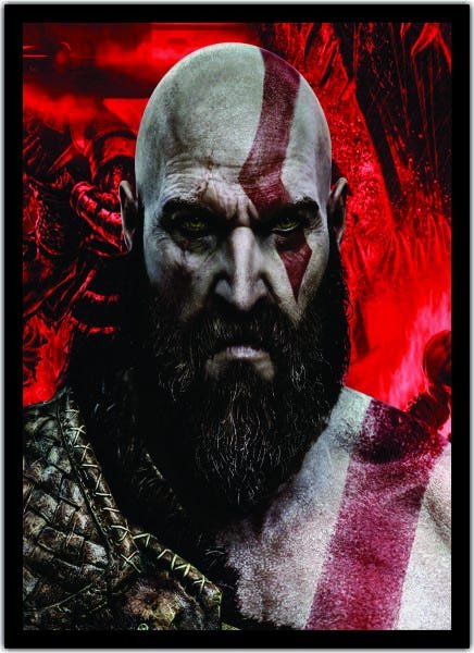 Quadro Decorativo God Of War Games Jogos Com Moldura 01 - 1