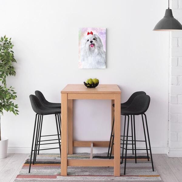 Quadro Cachorro Maltês Pet Arte Aquarela Decorativo Pra Sala - 2