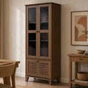 Ver imagem 3 de Kit Cristaleira 3 Portas com Aparador para Sala de Estar 90cm Madeira Maciça Aton S05 Ipê - Lyam