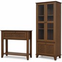 Ver imagem 2 de Kit Cristaleira 3 Portas com Aparador para Sala de Estar 90cm Madeira Maciça Aton S05 Ipê - Lyam