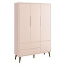 Ver imagem 5 de Quarto de Bebê Theo 3 Portas com Colchão e Cômoda Gaveteiro Rosa Pés Amadeirados - Reller