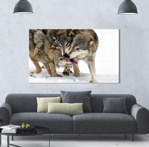 Quadro Decorativo Lobos Na Neve 1 Peça - 2