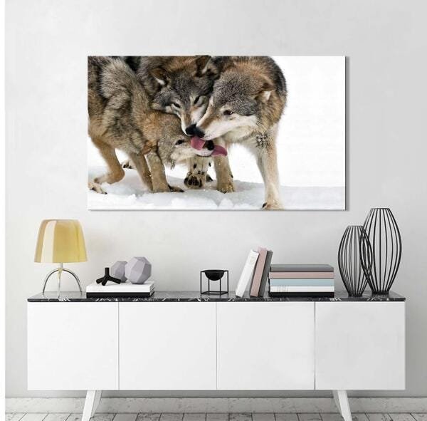 Quadro Decorativo Lobos Na Neve 1 Peça - 3