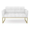 Ver imagem 5 de Sofá Namoradeira Elisa Corano Base Metálica Industrial Dourado - D'Rossi Cor Branco