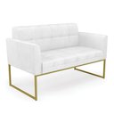 Ver imagem 1 de Sofá Namoradeira Elisa Corano Base Metálica Industrial Dourado - D'Rossi Cor Branco