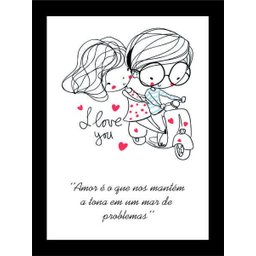 Kit 4 Quadros com Moldura Frases Amor Namorados - 3