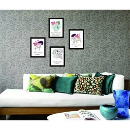 Kit 4 Quadros com Moldura Frases Amor Namorados - 2