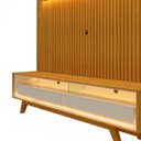 Ver imagem 3 de Rack Requinte 172cm Pés Madeira com Painel Ripado Nobre TV 75 Polegadas Com LED Gelius Naturale/Off