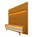 Ver imagem 2 de Rack Requinte 172cm Pés Madeira com Painel Ripado Nobre TV 75 Polegadas Com LED Gelius Naturale/Off
