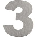 Ver imagem 1 de Número Residencial de Alumínio Escovado com Adesivo, 3 (três), Cor Prata, Linha Primafer, Atlas.