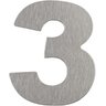 Número Residencial de Alumínio Escovado com Adesivo, 3 (três), Cor Prata, Linha Primafer, Atlas. - 1