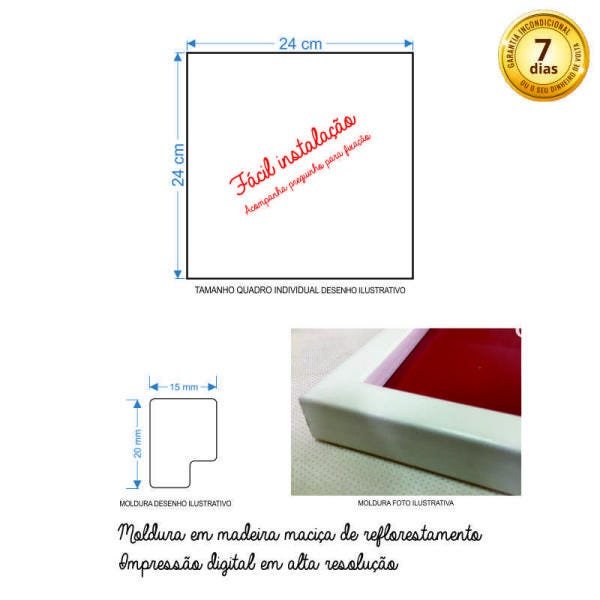 Kit 3 Quadro Decorativo 24 X 24 Cm Frases 2 - 3