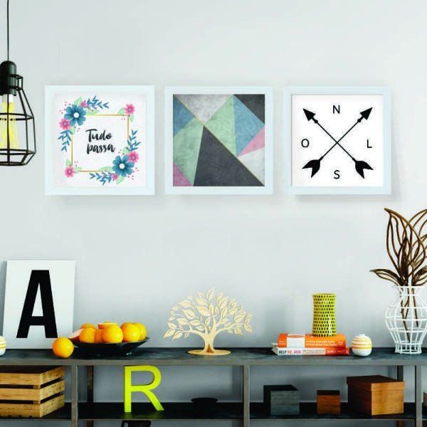 Kit 3 Quadro Decorativo 24 X 24 Cm Frases 2 - 1