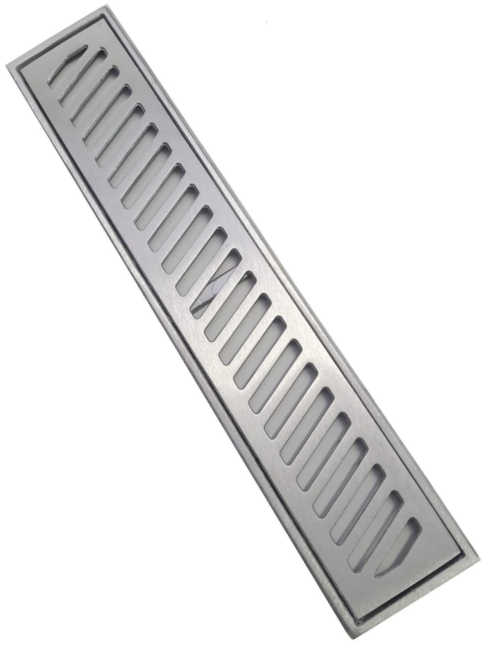 Ralo Linear 10X50Cm Diagonal Em Alumínio Com Aro De Fixação - 1