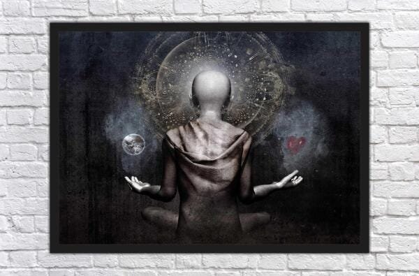 Quadro Decorativo Budismo Buda Chácras Com Moldura G011 - 2