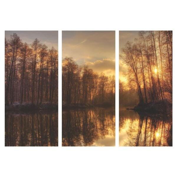 Quadro Decorativo Paisagem Lago Arvores - 1