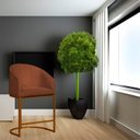 Ver imagem 1 de Banco Banqueta Alta Poltrona Mia Base de Metal Bronze Veludo Cor:terracota