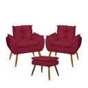 Ver imagem 1 de Kit Luxo 02 Poltronas Amamentação Suede + 1 Puff Pés Palito Cor:marsala