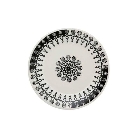 Prato de Sobremesa Cerâmica Estampa Donna Folk 18cm 1un - Biona 061394