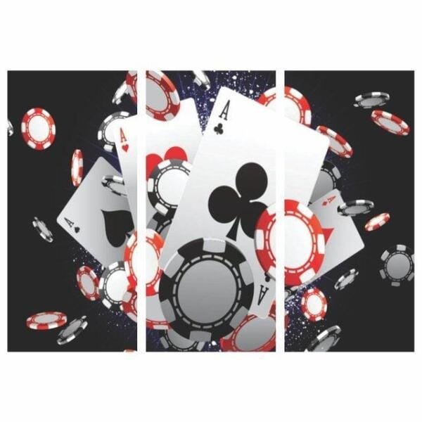 Quadro Poker As E Fichas Decorativo 95X65 - 1