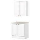 Ver imagem 1 de Armario Aereo e Balcao 80 Cm Americana Branco Calcare Henn