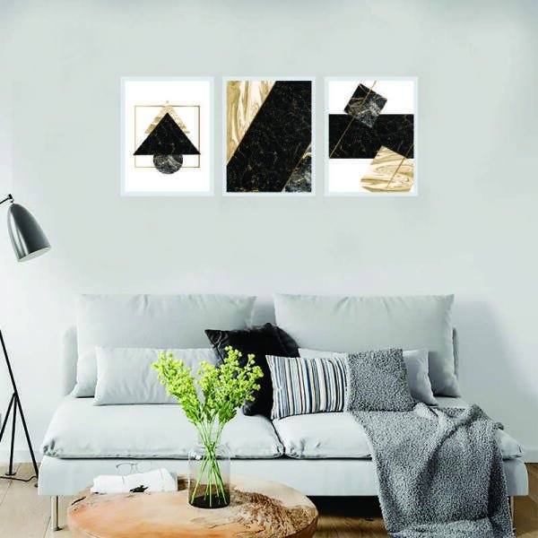 Kit 3 Quadro Decorativo 32 X 42 Cm Geométrico 2 - 1