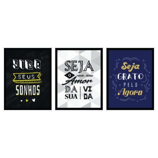 Kit 3 Quadros Decorativo 32 X 42 Frases - 2