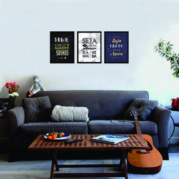 Kit 3 Quadros Decorativo 32 X 42 Frases - 1