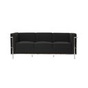 Ver imagem 1 de Sofa Le Corbusier 3 Lugares Cromado em Couro Natural Preto