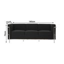 Ver imagem 2 de Sofa Le Corbusier 3 Lugares Cromado em Couro Natural Preto