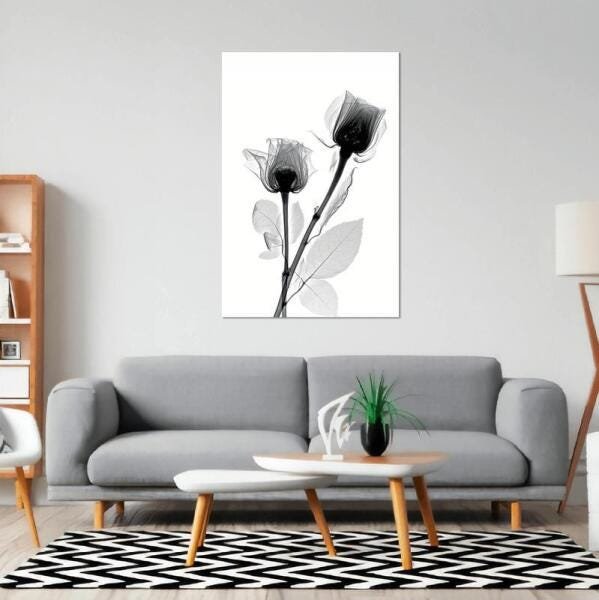 Quadro Flor Tulipas Digital X Ray Moderno Em Canvas - 2
