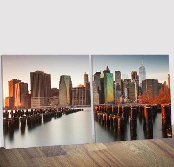Duo De Quadros Canvas New York City Midiapoparte 125X60Cm - 3