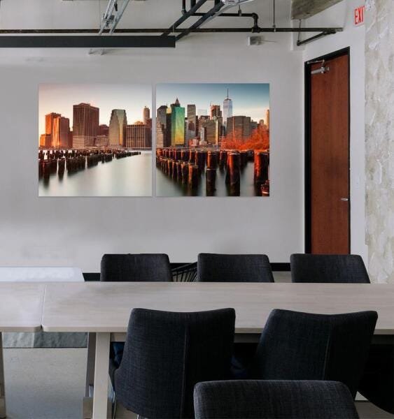 Duo De Quadros Canvas New York City Midiapoparte 125X60Cm - 2
