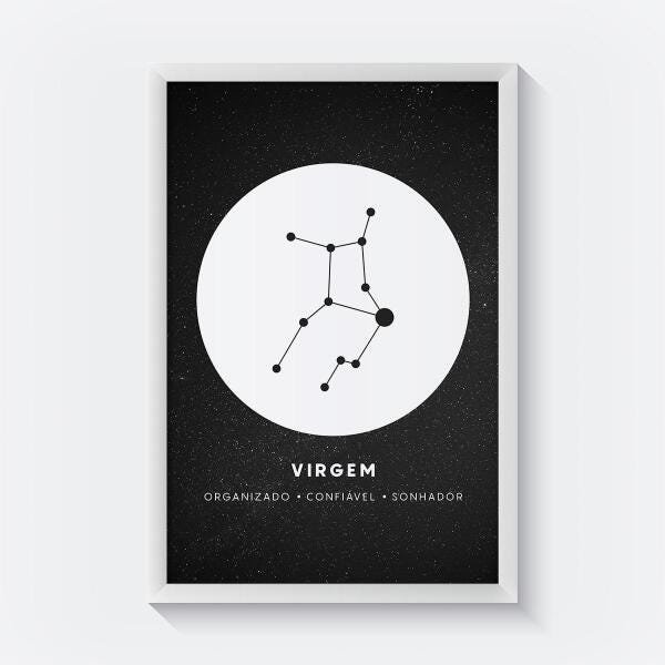 Quadro Decorativo Signo Virgem Com Moldura - 2