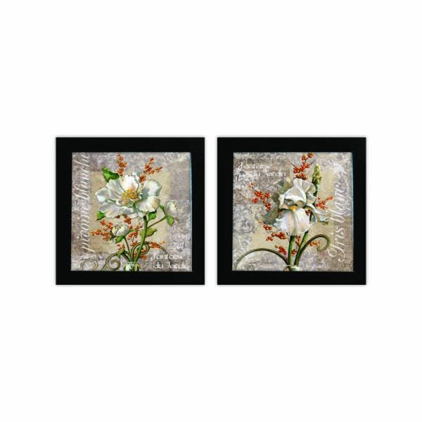 Kit 2 Quadros Decorativos Flores Bege Madame Capricho 23cm - 1