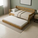 Ver imagem 1 de Bicama Solteiro Nogueira Madeira Maciça com Cama Auxiliar