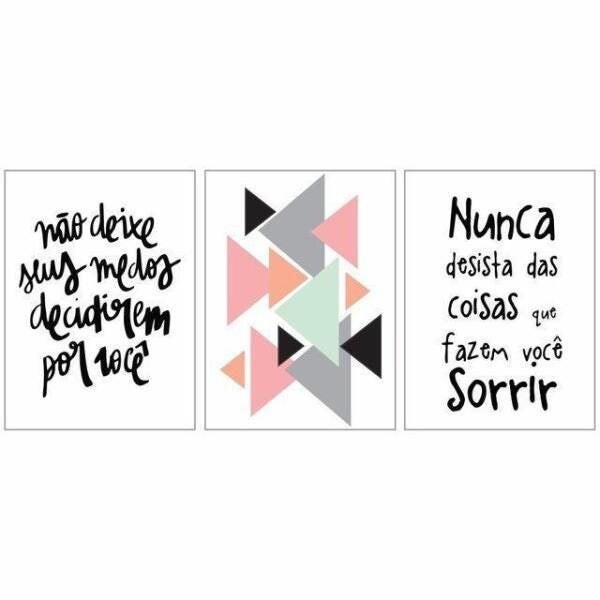 Quadros Escandinavos Sorria Mais 3 peças 22x30 - 1
