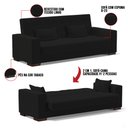 Ver imagem 6 de Sofá Cama 02 lugares Lisboa Linho Preto A79 - D’Rossi