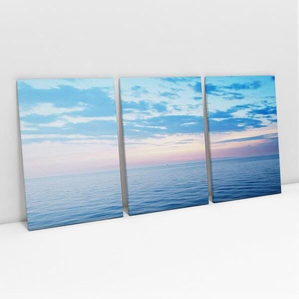 Quadro Paisagem Mar Calmo Horizonte Infinito Céu Grandioso - 1