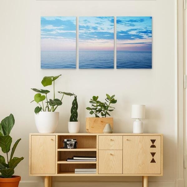 Quadro Paisagem Mar Calmo Horizonte Infinito Céu Grandioso - 2