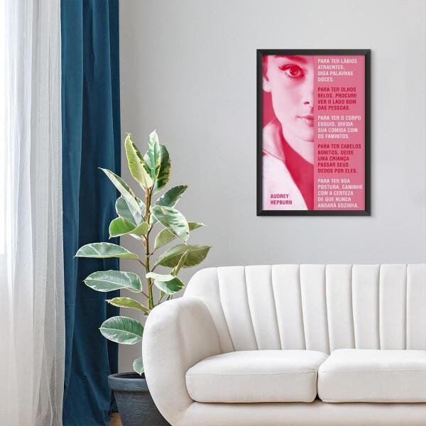 Quadro Audrey Hepburn Com Moldura Frase Para Sala Decorativo - 1