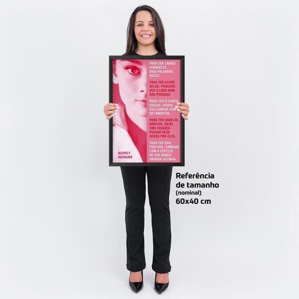 Quadro Audrey Hepburn Com Moldura Frase Para Sala Decorativo - 4