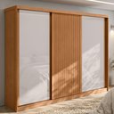 Ver imagem 1 de Guarda Roupa Casal MDF Lopas Ollie 3 Portas Amêndoa/Off