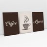 Kit De 3 Quadro Para Cozinha Café Coffee Lovers Telas Marrom - 1