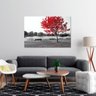Quadro Arvore Folha Vermelho Decorativo Quarto Sala Hall - 1