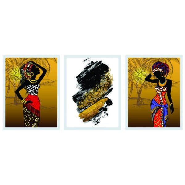 Kit 3 Quadro Decorativo 32 X 42 Abstratos - 2