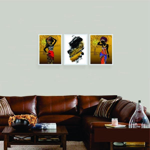 Kit 3 Quadro Decorativo 32 X 42 Abstratos - 1